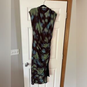 The Maya Ruched Cowl-Neck Dress: Mesh Edition